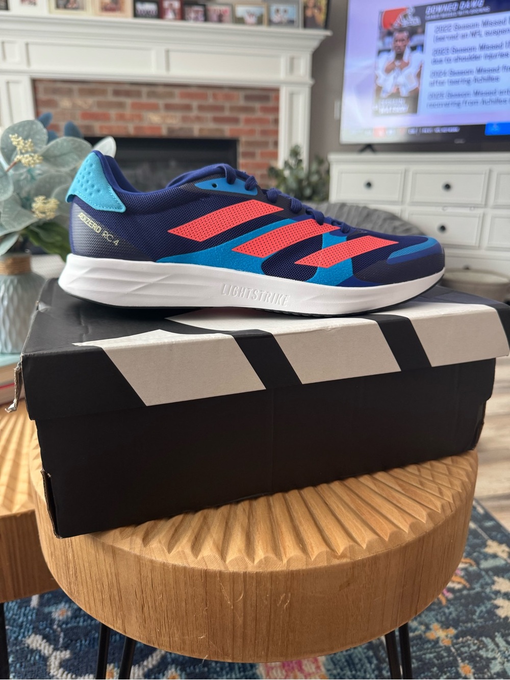 adidas  Adizero RC 4 Navy Blue, Pink & Light Blue Running Sneakers